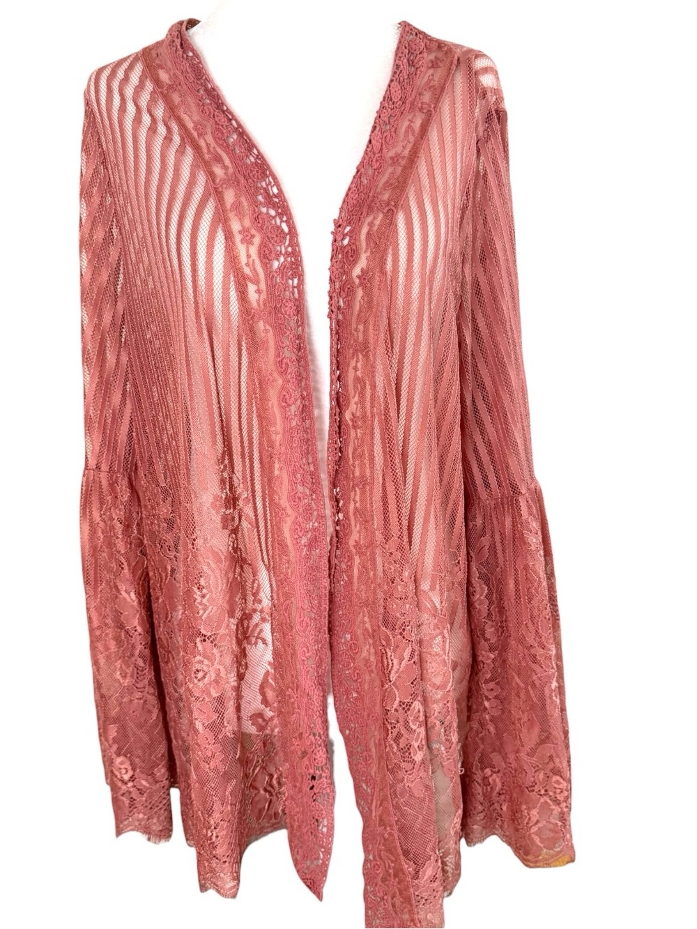 Sheer Lace Kimono in Dusty Rose